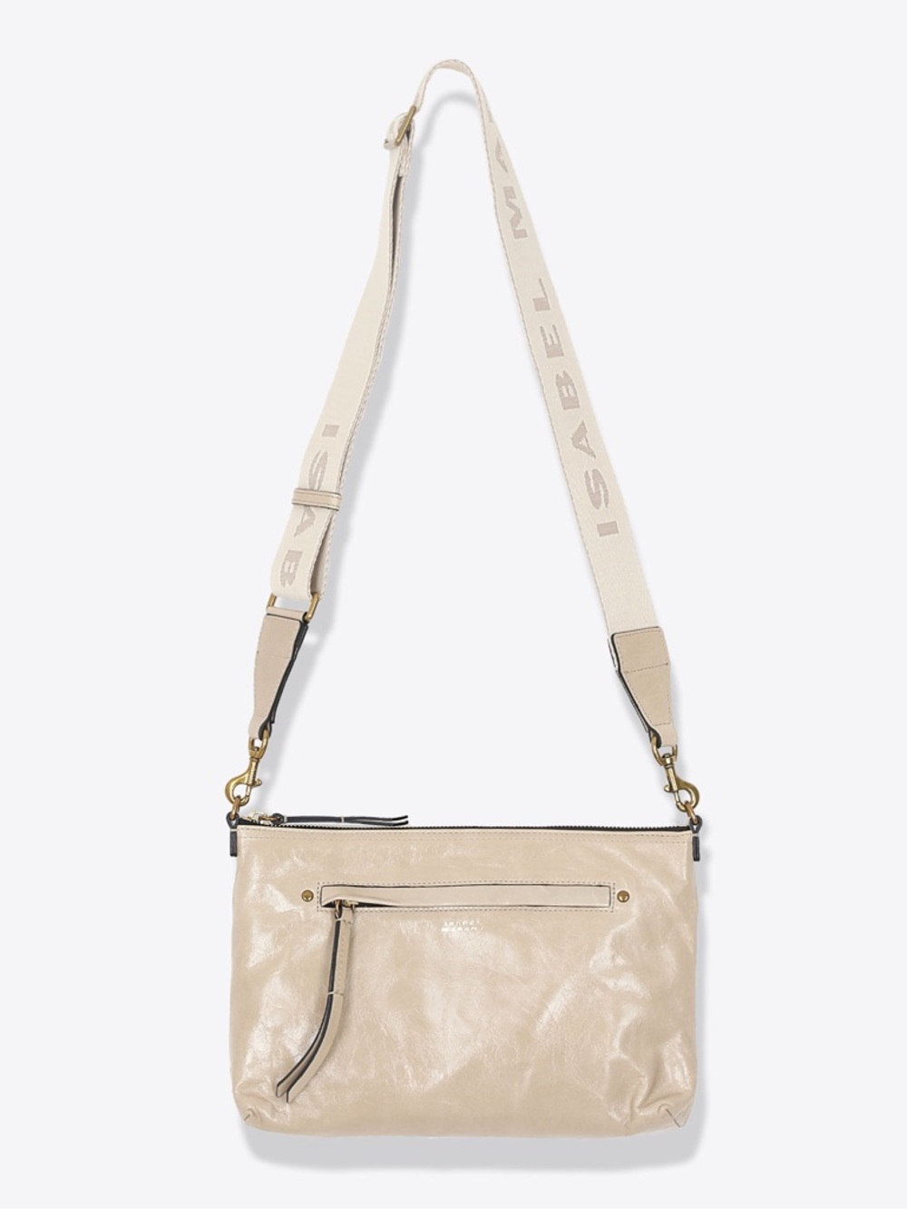 Isabel Marant Leather Crossbody Bag Beige Logo Strap Never Worn